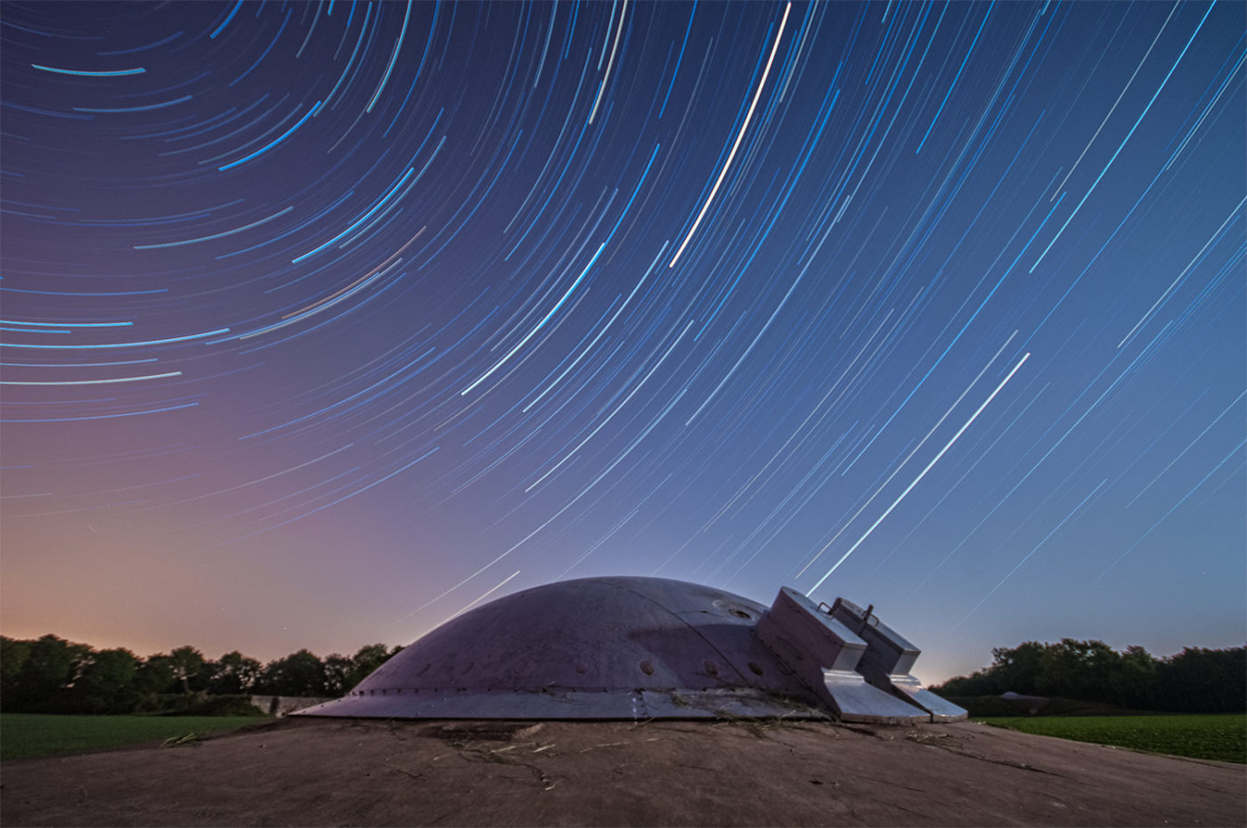 Startrails bij Fort Eben-Emael, België