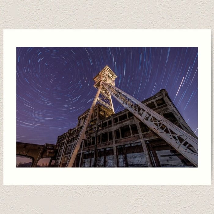 Startrails Coal Mine Waterschei - Art Print